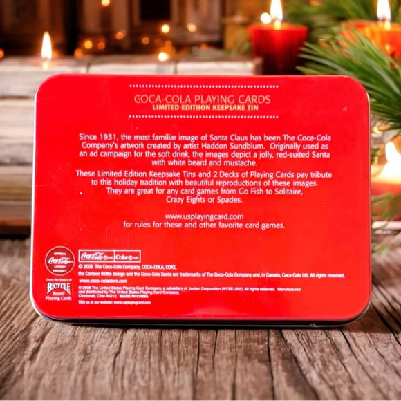 COCA-COLA Christmas Santa Claus Playing Cards Tin - Two Decks (New, Sealed) - Picture 2 of 6